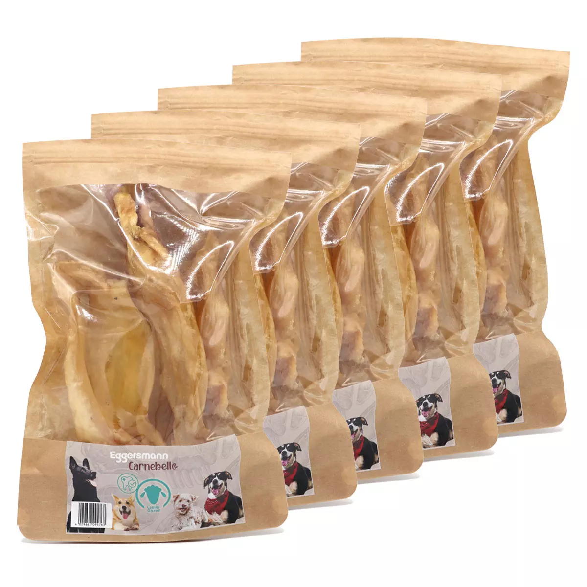 Carnebello - Naturkausnack Lammohren 5 x 4 Stk.