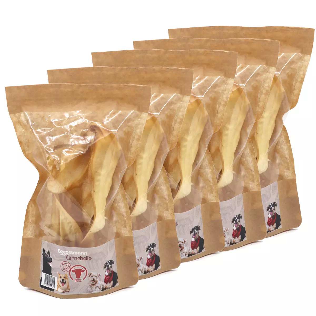 Carnebello - Naturkausnack Rinderohren 5 x 2 Stk.