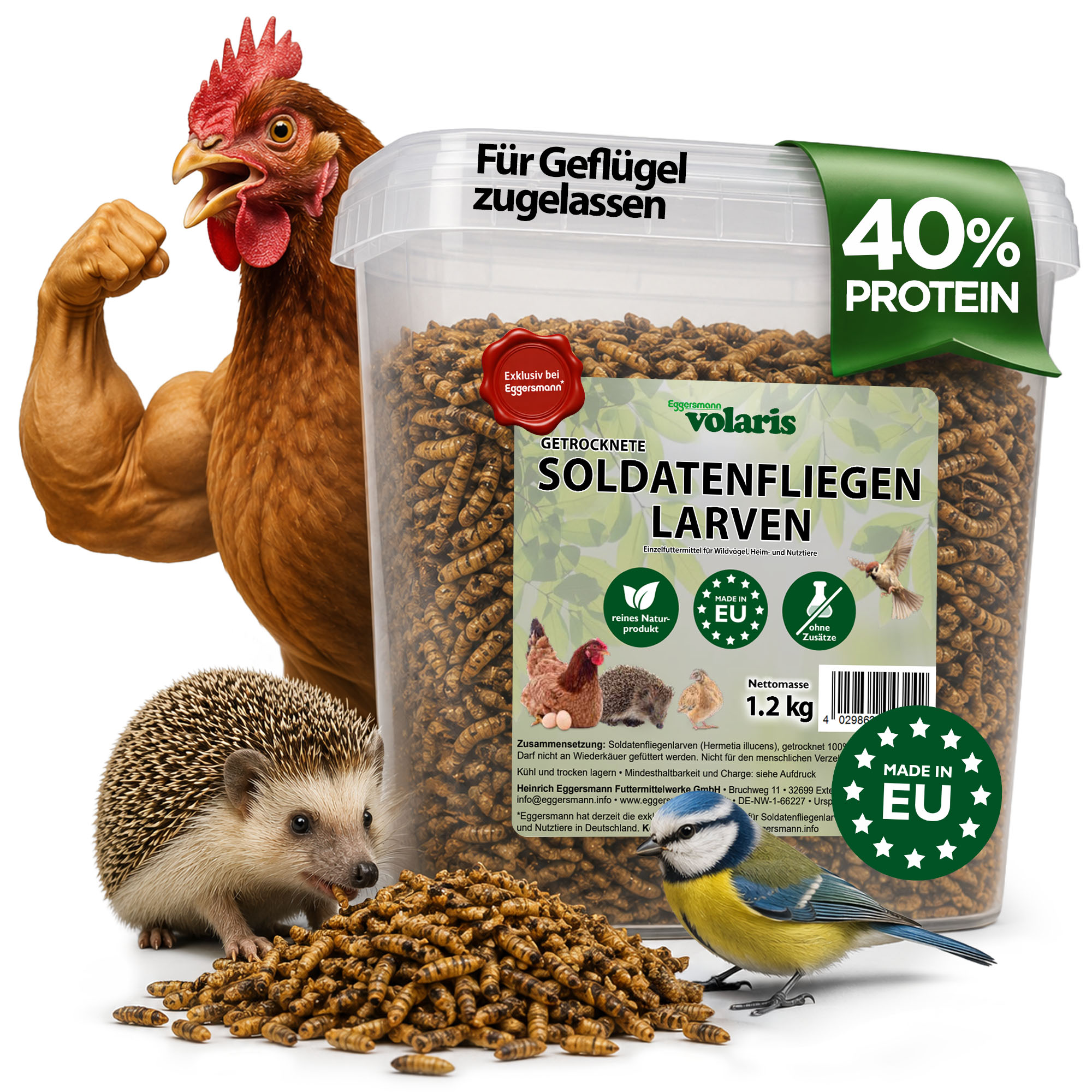 volaris - Soldatenfliegenlarven 1,2 kg / 4  L
